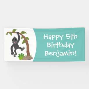 Niedliche Illustration des Baby Gorilla Cartoon Banner