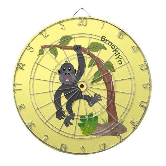 Niedliche Illustration des Baby Gorilla Cartoon Dartscheibe (vorne)