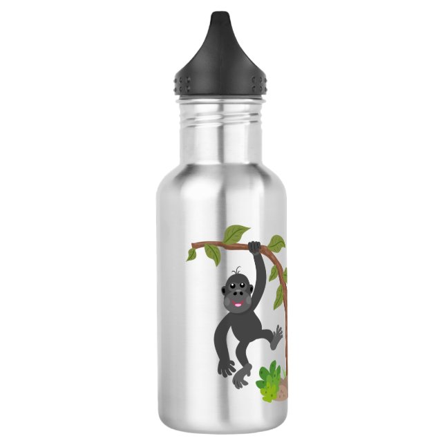 Niedliche Illustration des Baby Gorilla Cartoon Edelstahlflasche (Links)