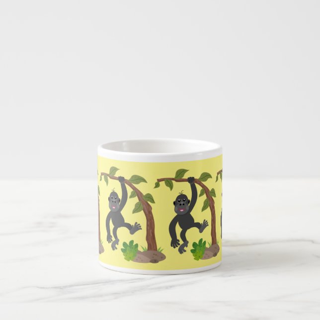 Niedliche Illustration des Baby Gorilla Cartoon Espressotasse (Vorderseite)
