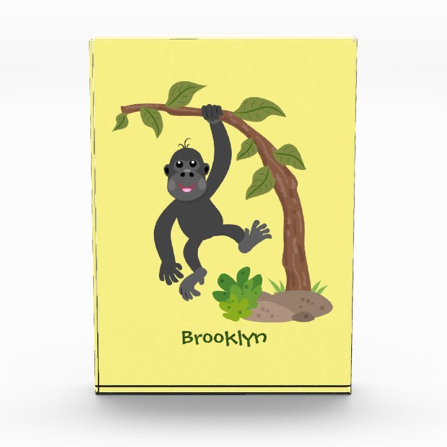 Niedliche Illustration des Baby Gorilla Cartoon Fotoblock (Vorderseite)