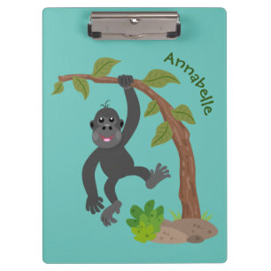 Niedliche Illustration des Baby Gorilla Cartoon Klemmbrett