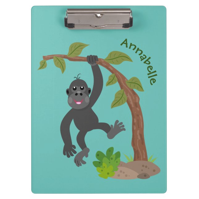 Niedliche Illustration des Baby Gorilla Cartoon Klemmbrett (Vorderseite)