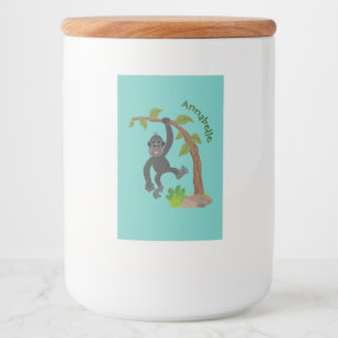 Niedliche Illustration des Baby Gorilla Cartoon Lebensmitteletikett