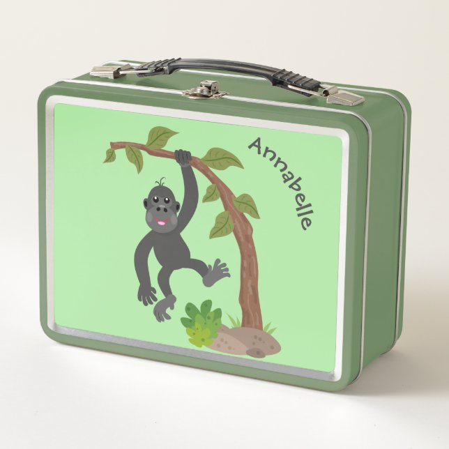 Niedliche Illustration des Baby Gorilla Cartoon Metall Brotdose (Vorderseite)
