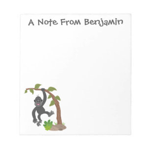 Niedliche Illustration des Baby Gorilla Cartoon Notizblock