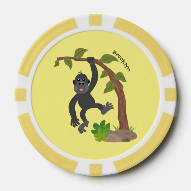 Niedliche Illustration des Baby Gorilla Cartoon Pokerchips (Vorderseite)