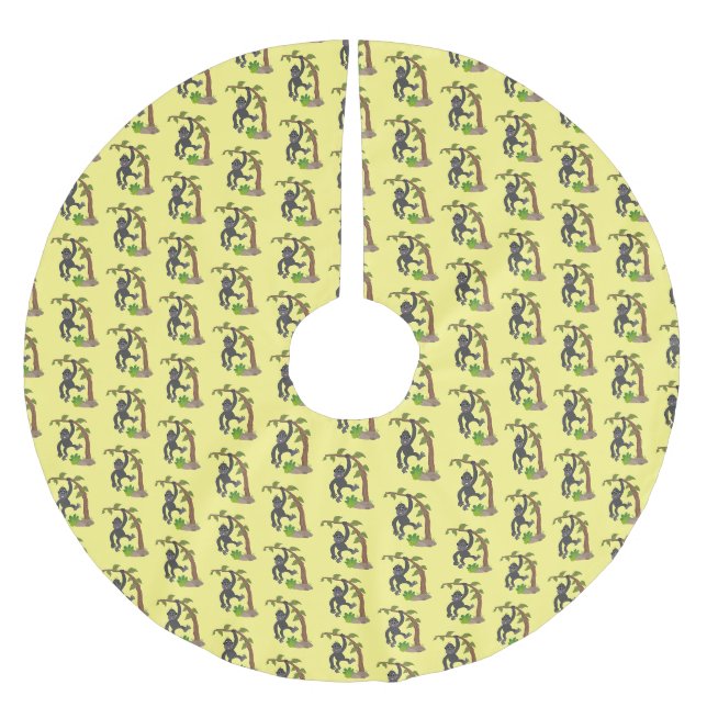 Niedliche Illustration des Baby Gorilla Cartoon Polyester Weihnachtsbaumdecke (Vorderseite)
