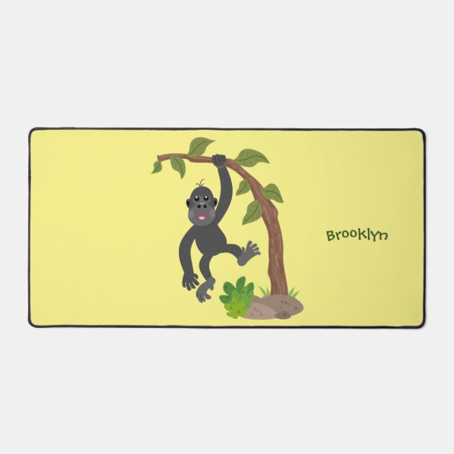 Niedliche Illustration des Baby Gorilla Cartoon Schreibtischunterlage (Vorderseite)