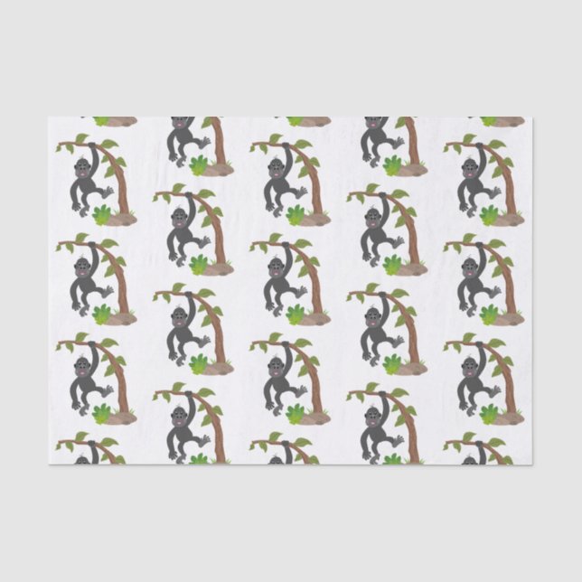 Niedliche Illustration des Baby Gorilla Cartoon Seidenpapier (Vorderseite)