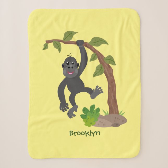 Niedliche Illustration des Baby Gorilla Cartoon Sherpadecke (Vorderseite)