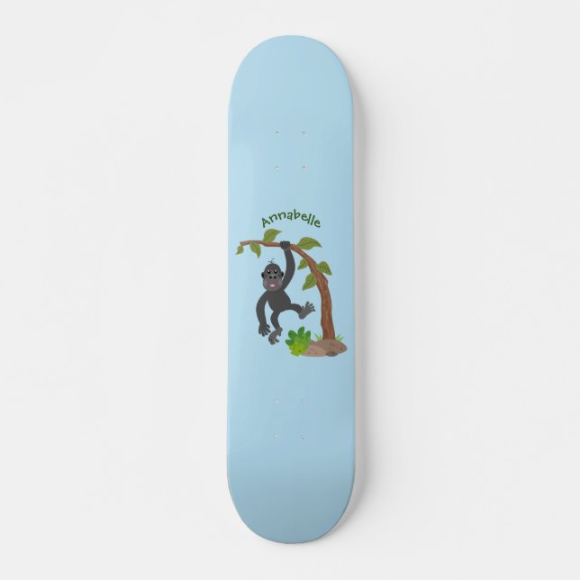 Niedliche Illustration des Baby Gorilla Cartoon Skateboard (Vorne)