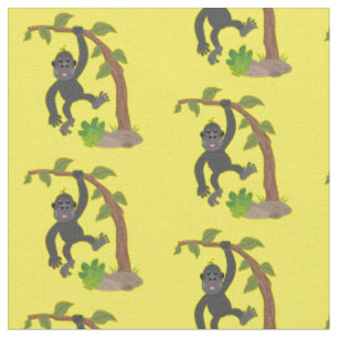 Niedliche Illustration des Baby Gorilla Cartoon Stoff