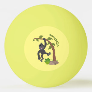 Niedliche Illustration des Baby Gorilla Cartoon Tischtennisball