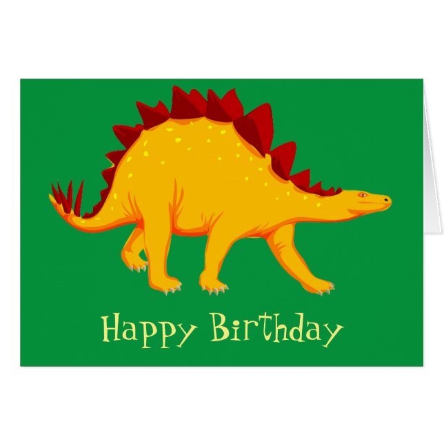 Niedliche Illustration des Gelben Stegosaurus-Dino (Vorderseite (Horizontal))