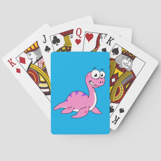 Niedliche Illustration des Loch Ness Monsters. Spielkarten (Rückseite)