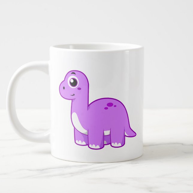 Niedliche Illustration eines Brontosaurus Dinosaur Jumbo-Tasse (Links)