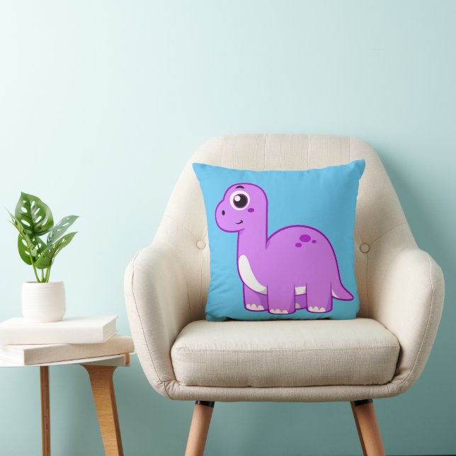 Niedliche Illustration eines Brontosaurus Dinosaur Kissen (Stuhl )