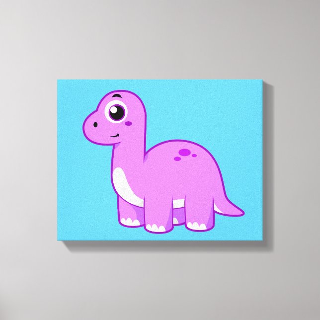 Niedliche Illustration eines Brontosaurus Dinosaur Leinwanddruck (Vorderseite)
