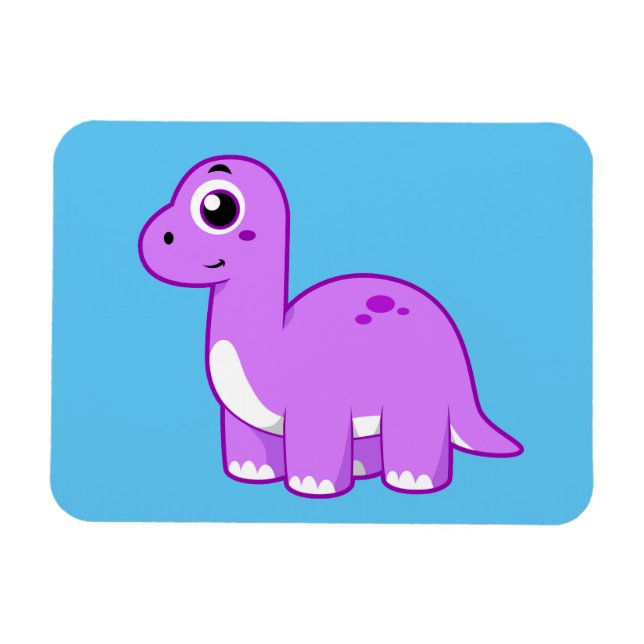 Niedliche Illustration eines Brontosaurus Dinosaur Magnet (Horizontal)