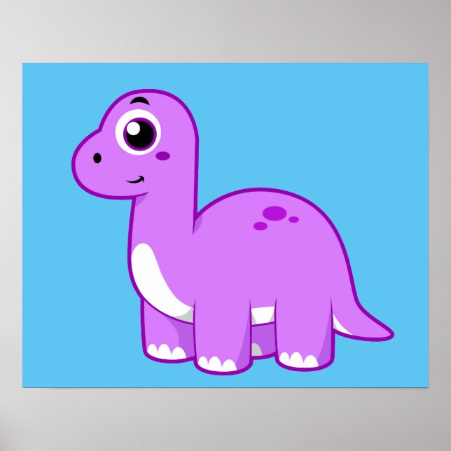 Niedliche Illustration eines Brontosaurus Dinosaur Poster (Vorne)