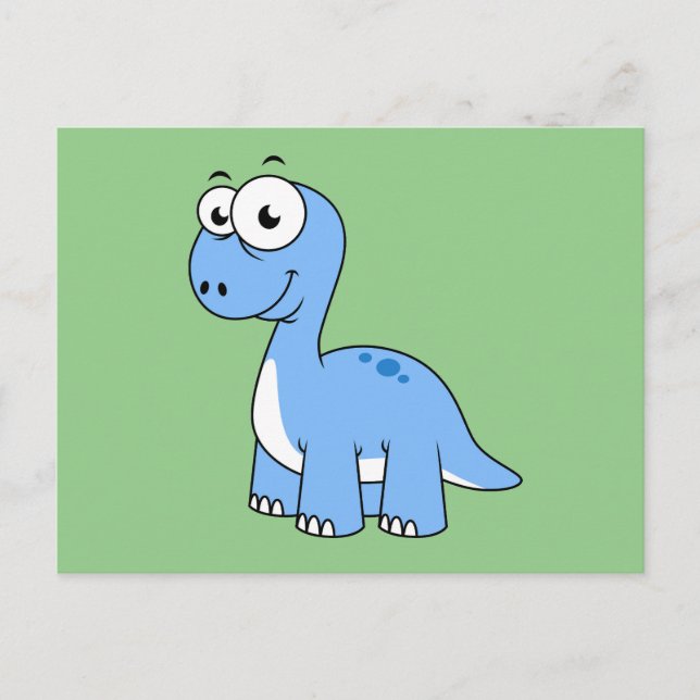 Niedliche Illustration eines Brontosaurus. Postkarte (Vorderseite)