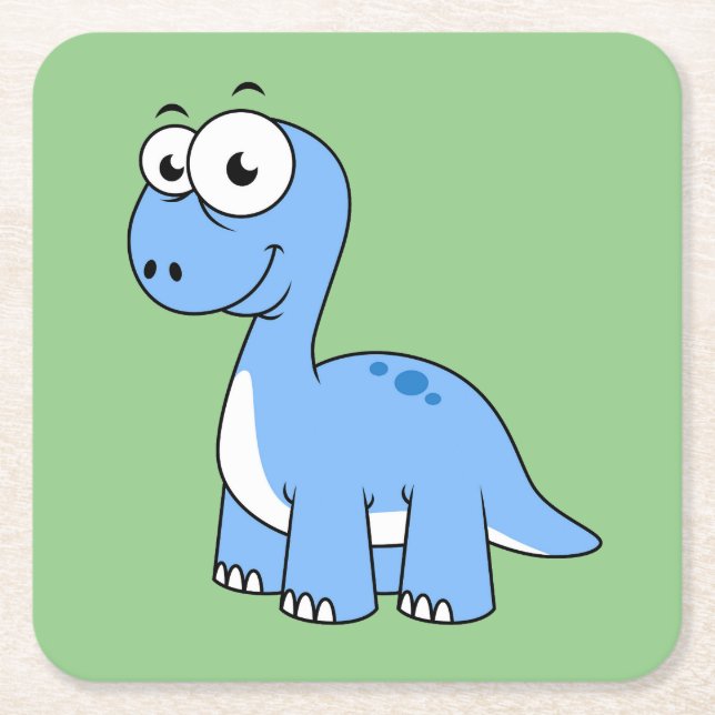 Niedliche Illustration eines Brontosaurus. Rechteckiger Pappuntersetzer (Vorderseite)