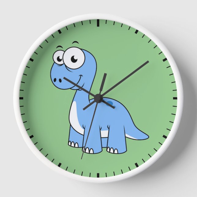 Niedliche Illustration eines Brontosaurus. Uhr (Vorderseite)