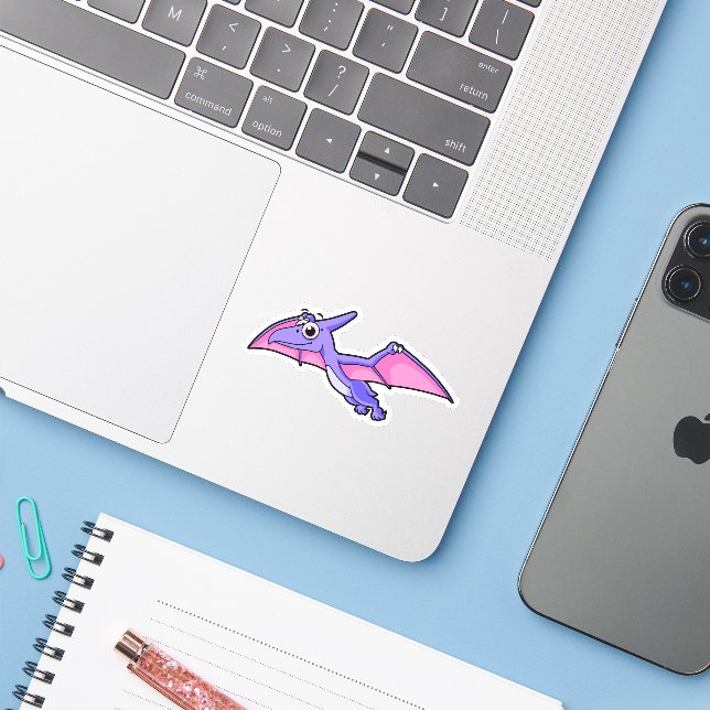 Niedliche Illustration eines fliegenden Pterodakty Aufkleber (Laptop mit iPhone)