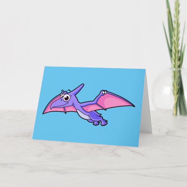Niedliche Illustration eines fliegenden Pterodakty Karte (Vorderseite)
