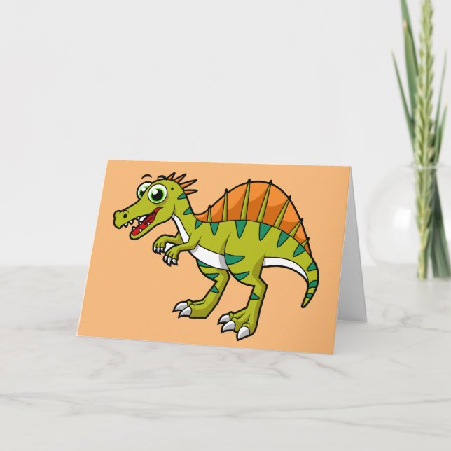Niedliche Illustration eines lächelnden Spinosauri Karte (Vorderseite)