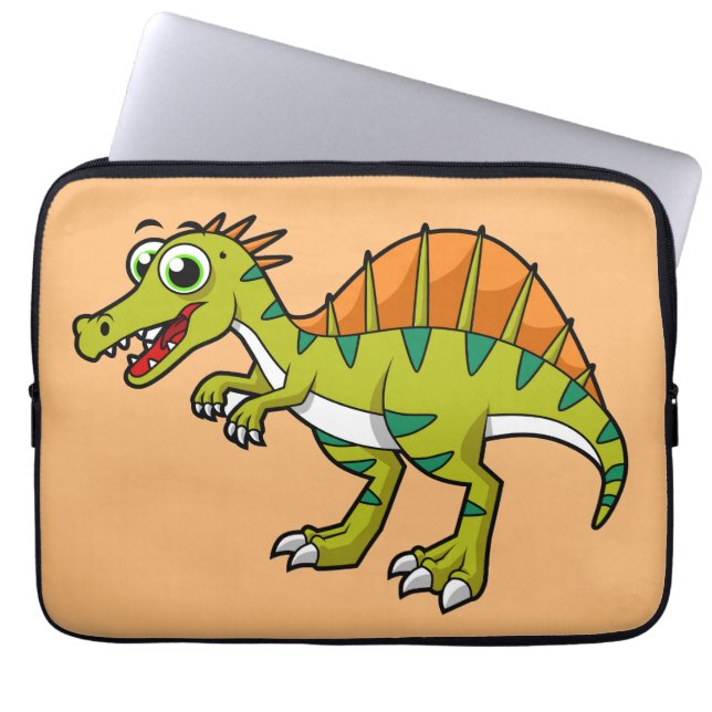 Niedliche Illustration eines lächelnden Spinosauri Laptopschutzhülle (Vorderseite)