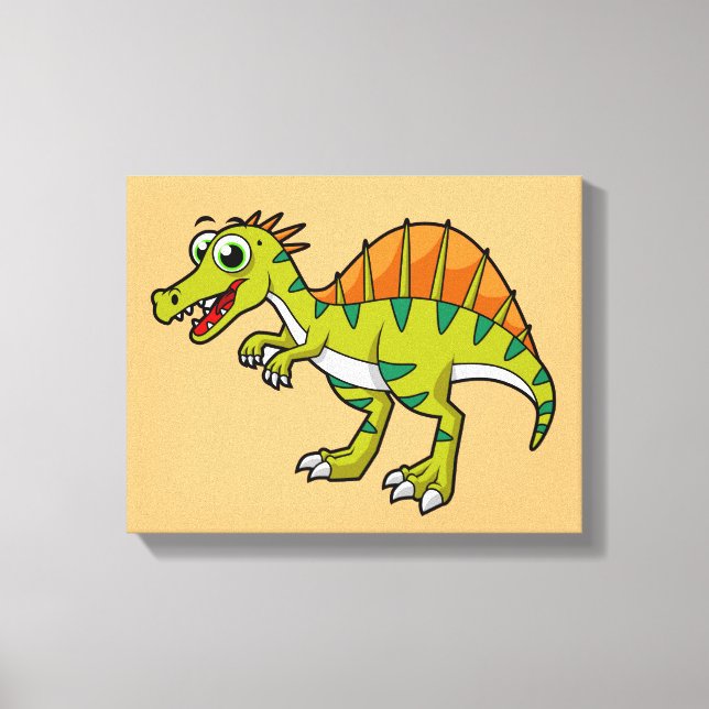Niedliche Illustration eines lächelnden Spinosauri Leinwanddruck (Vorderseite)