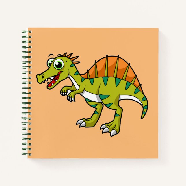 Niedliche Illustration eines lächelnden Spinosauri Notizbuch (Vorderseite)