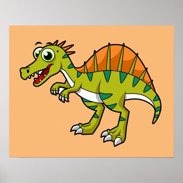 Niedliche Illustration eines lächelnden Spinosauri Poster (Vorne)