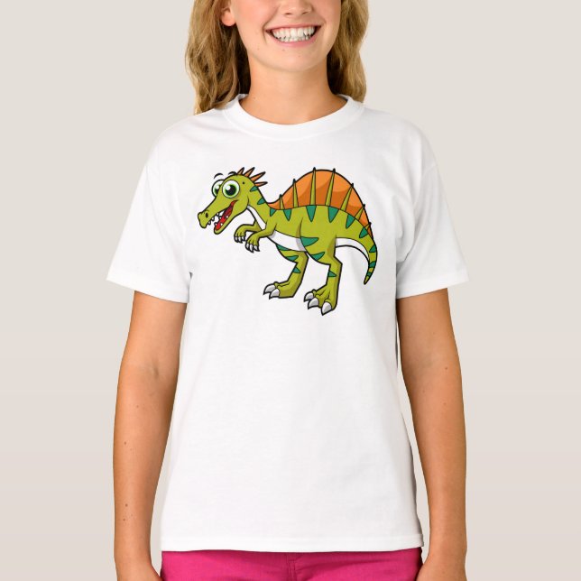 Niedliche Illustration eines lächelnden Spinosauri T-Shirt (Vorderseite)