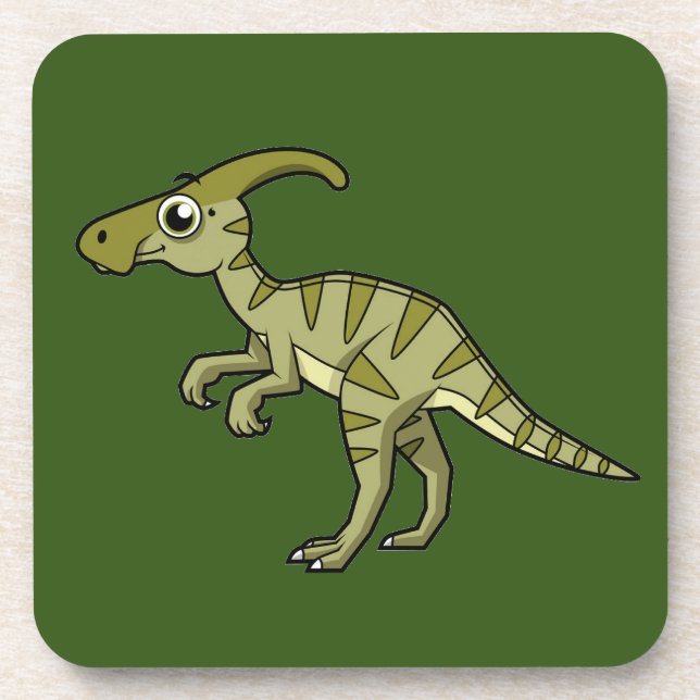 Niedliche Illustration eines Parasaurolophus Dinos Getränkeuntersetzer (Vorderseite)