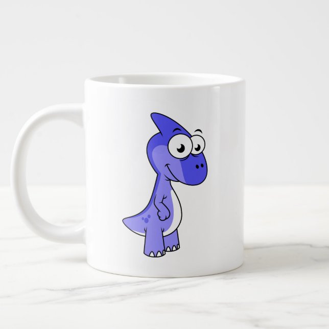Niedliche Illustration eines Parasaurolophus Dinos Jumbo-Tasse (Links)