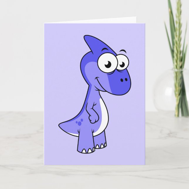 Niedliche Illustration eines Parasaurolophus Dinos Karte (Vorderseite)