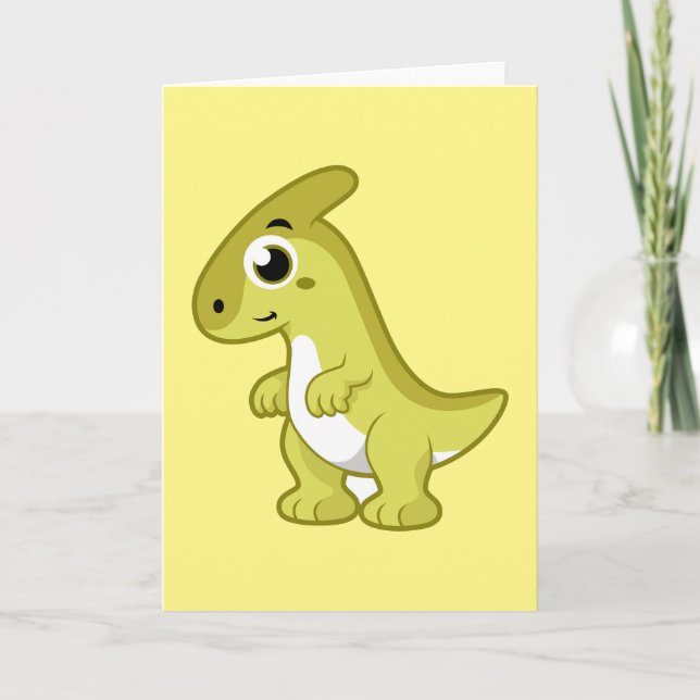 Niedliche Illustration eines Parasaurolophus Dinos Karte (Vorderseite)