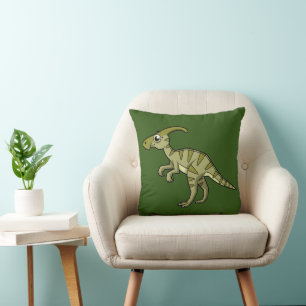 Niedliche Illustration eines Parasaurolophus Dinos Kissen