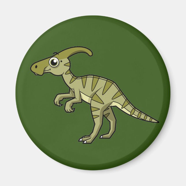 Niedliche Illustration eines Parasaurolophus Dinos Magnet (Vorne)