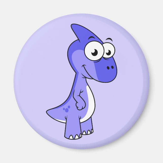 Niedliche Illustration eines Parasaurolophus Dinos Magnet (Vorne)