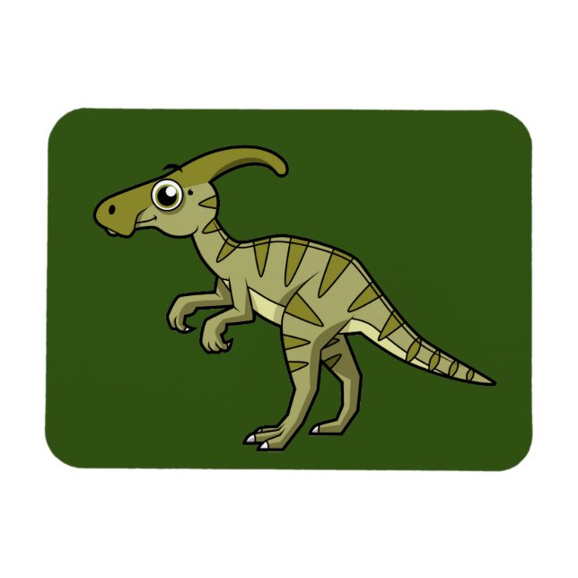 Niedliche Illustration eines Parasaurolophus Dinos Magnet (Horizontal)