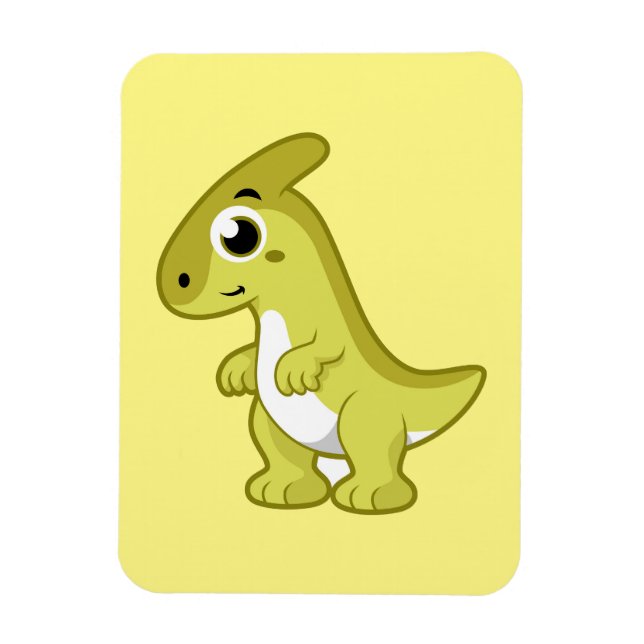 Niedliche Illustration eines Parasaurolophus Dinos Magnet (Vertikal)