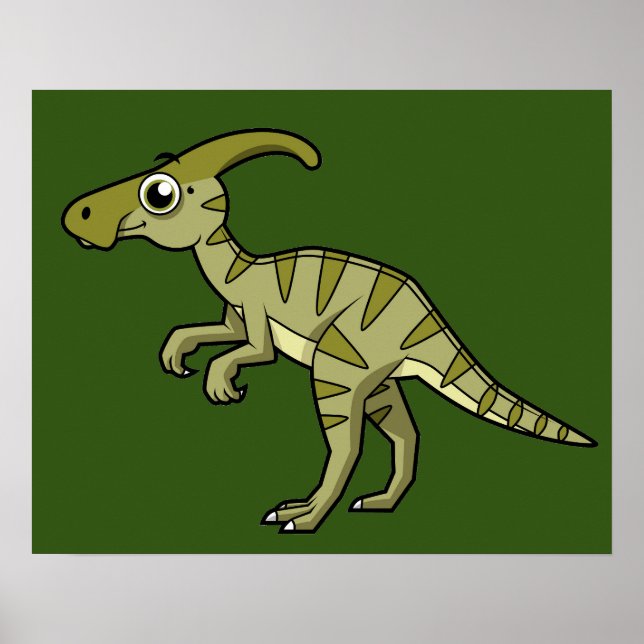 Niedliche Illustration eines Parasaurolophus Dinos Poster (Vorne)