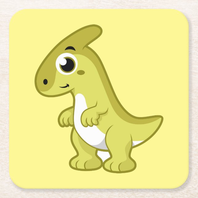 Niedliche Illustration eines Parasaurolophus Dinos Rechteckiger Pappuntersetzer (Vorderseite)