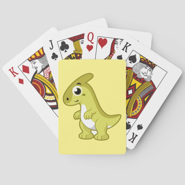 Niedliche Illustration eines Parasaurolophus Dinos Spielkarten (Rückseite)