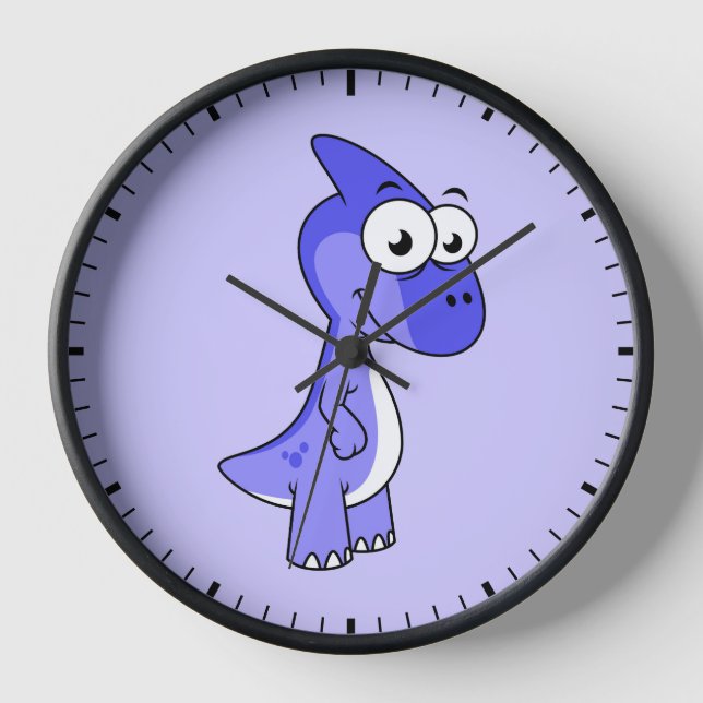 Niedliche Illustration eines Parasaurolophus Dinos Uhr (Vorderseite)