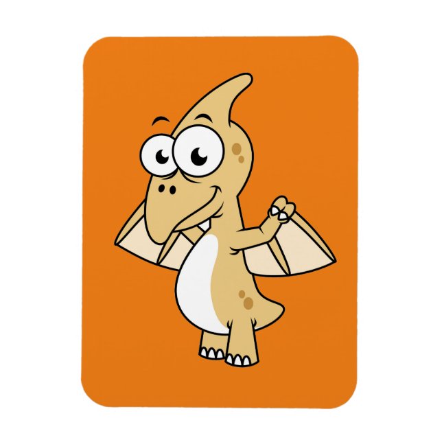 Niedliche Illustration eines Pterodaktyls. 2 Magnet (Vertikal)